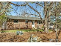 Charming brick ranch home with mature trees, rock landscaping, and cozy curb appeal at 601 Candice Ct, Berthoud, CO 80513