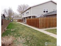 Spacious backyard features a well-maintained lawn and privacy fence at 1015 Alta St, Longmont, CO 80501