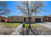 Charming brick home featuring a mature tree, a well-manicured lawn and a welcoming front yard at 11674 Claude Ct, Northglenn, CO 80233