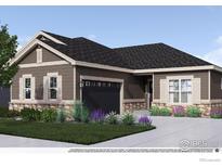 Charming single-Gathering home showcasing stone accents, neutral siding and a dark colored garage door at 903 W 129Th Pl, Westminster, CO 80234
