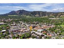Breathtaking aerial view of the property with the Flatirons in the background at 1201 Balsam Ave # 201, Boulder, CO 80304