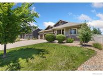 Charming single-Gathering home featuring a well-manicured lawn, mature trees, and inviting curb appeal at 5869 Vinca Ave, Longmont, CO 80504