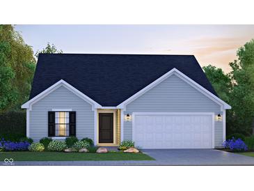 Attractive single-story home with gray siding, dark accents, and landscaping at 211 Bardwell Ct, Indianapolis, IN 46229
