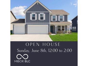 Charming two-story home featuring a two-car garage, a welcoming porch, and a well-manicured lawn at 1130 Cobra Dr, Franklin, IN 46131