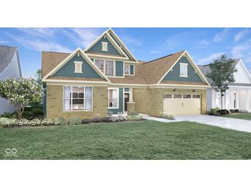 Two-story craftsman style home with neutral siding and landscaping at 19381 Sumrall Pl, Westfield, IN 46074