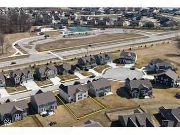 Aerial view of a home highlighting its location within a Gathering-friendly community with playgrounds and amenities at 4061 Omaha Dr, Bargersville, IN 46106