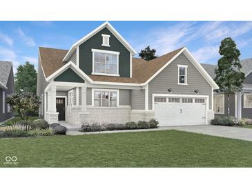 Two-story house with gray siding, green accents, and a two-car garage at 166 Cline St, Westfield, IN 46074