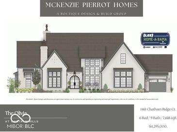 Beautiful exterior elevation of a new home with a stone chimney, arched entryway, and a two-car garage at 1461 Chatham Ridge Ct, Westfield, IN 46074