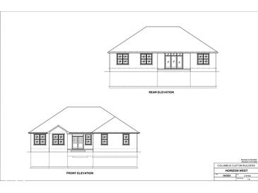 Front and rear elevation showcasing the facade, roofline, windows, and entryway at 6094 Horizon Dr, Columbus, IN 47201