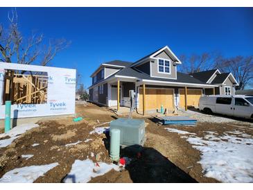 New construction home exterior showcasing modern design and gray siding at 196 Northwalk Cir, Westfield, IN 46074