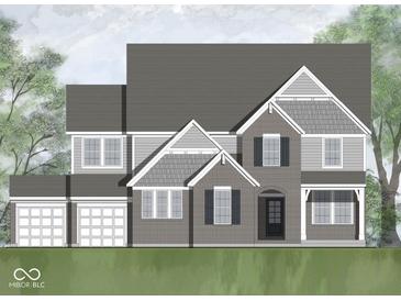 Charming two-story home features a brick facade, symmetrical design, and a well-manicured front lawn, creating a welcoming curb appeal at 16473 Valhalla Dr, Noblesville, IN 46060