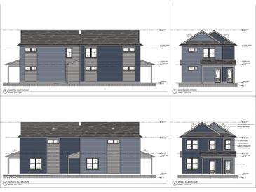 Architectural rendering showcasing a two-story home with consistent window placement at 859 N Oakland Ave, Indianapolis, IN 46201