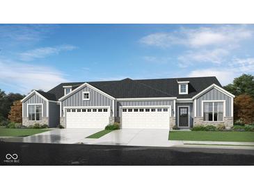 Charming gray two-story home featuring a two-car garage and inviting curb appeal at 2872 Piper Pl, Plainfield, IN 46168