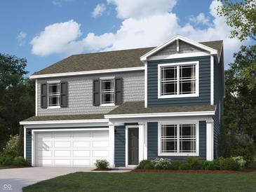 Charming two-story home featuring a two-car garage and a mix of siding and shingle exterior finishes at 11312 N Quillow Way, Monrovia, IN 46157