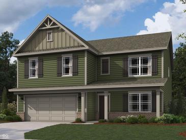 Charming two-story home featuring a covered porch, two-car garage, vertical siding and complementary shutters at 2191 Warbler St, Danville, IN 46122