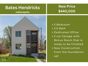 New construction home in Bates Hendricks with 3 bedrooms, 2.5 baths, office, and 2-car garage at 315 E Minnesota St, Indianapolis, IN 46225