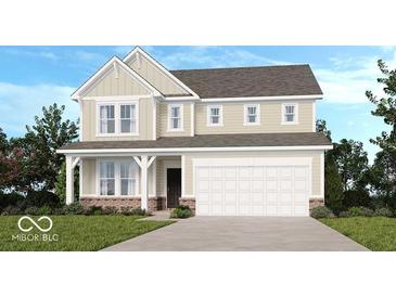 Charming two-story home with a two-car garage, inviting front porch, and neutral color palette at 279 Commodore Dr, Pittsboro, IN 46167