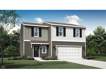 Charming two-story home featuring a two-car garage, landscaped yard, and delightful curb appeal at 11829 Vale St, Indianapolis, IN 46235