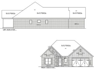 An exterior elevation showing brick and BRD & BTN siding and a 25 year asphalt shingle roof at 811 J Mccool Way, Greenwood, IN 46142