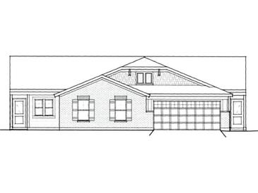 An exterior elevation showing the 2-car garage and two windows with shutters at 7346 Broadview Ln, McCordsville, IN 46055