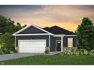 Charming single-Gathering home featuring a two-car garage, manicured lawn, and craftsman architectural details at 3936 Sterling Dr, Whitestown, IN 46075