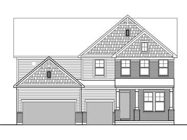 Detailed black-and-white front elevation rendering showcases the home's architectural design at 4988 Elaine Ct, Noblesville, IN 46062