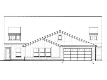 New construction home featuring a 2-car garage, covered porch, and decorative gable with accent windows at 6027 Bluecrest Dr, Brownsburg, IN 46234