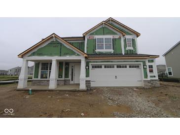 Exterior view of a two story home with white trim and a two car garage at 4055 Bozeman Way, Bargersville, IN 46106
