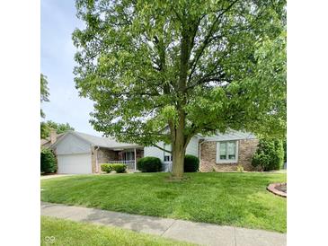 Charming one-story home featuring a well-maintained front yard and a mature tree at 907 Corey Ln, Plainfield, IN 46168