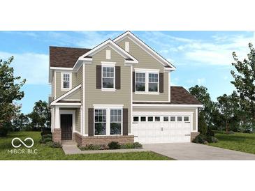 Charming two-story home with neutral siding, black shutters, and an attached two-car garage at 15946 Meadow Frost Ct, Fishers, IN 46037