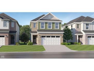 Charming two-story home featuring a spacious two-car garage and a well-manicured front lawn at 3541 Sugar Grove Dr, Whitestown, IN 46075