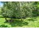 Wooded yard featuring mature trees, privacy, and a shaded space for outdoor seating and relaxation at 8819 Anchor Bay Ct, Indianapolis, IN 46236