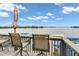 Scenic view of the lake from the deck seating, providing a serene backdrop for outdoor enjoyment at 102 Clarendon Dr # 409, Noblesville, IN 46062
