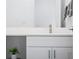 Clean bathroom with white vanity, countertop, modern faucet, and mirror at 822 7Th St, Columbus, IN 47201