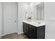 Bright bathroom with a double sink vanity and a large mirror at 211 Walker Dr, Whiteland, IN 46184