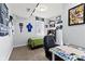 Basement bedroom with desk and sports memorabilia at 6093 Boulder Ct, Columbus, IN 47201