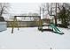 Snowy backyard with swingset and slide at 306 W Janet Dr, Brownsburg, IN 46112