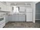 Updated kitchen featuring gray cabinets and flooring at 306 W Janet Dr, Brownsburg, IN 46112
