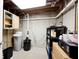 Unfinished basement with concrete walls, exposed ductwork and storage shelves, and utility equipment at 19140 Golden Meadow Way, Noblesville, IN 46060