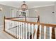 Second floor landing with open space, neutral paint, and wood railing at 13208 State Road 32 E, Noblesville, IN 46060