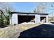 Detached garage showcasing open doors, storage space, and potential for a workshop area at 3612 Schofield Ave, Indianapolis, IN 46218