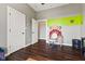 Playful bedroom with creative shark desk and lime green accents at 9083 W Koger Ln, Martinsville, IN 46151