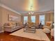 Bright living room with hardwood floors, neutral decor, and ample seating at 621 Greenford W Trl, Carmel, IN 46032