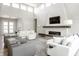 Spacious living room featuring a modern fireplace, plush seating, and plenty of natural light at 340 Beechwood Farm Ln, Indianapolis, IN 46260