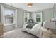 Stylized bedroom with two windows, neutral carpet, and light green walls at 2434 N Pennsylvania St, Indianapolis, IN 46205