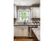 Kitchen sink featuring white cabinets, stainless steel appliances, granite counters, and a backyard view at 725 Sugarbush Dr, Zionsville, IN 46077
