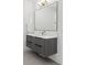 Contemporary bathroom featuring a floating vanity with a white countertop, sleek fixtures, and a large mirror at 9700 Windy Hills Dr, Zionsville, IN 46077