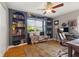 Home office showcasing built-in bookshelves and a cozy window seat at 105 Tulip Dr, Indianapolis, IN 46227