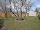 Lovely backyard featuring a grass lawn, mature trees, and wooden perimeter fencing at 1210 Finley Ave, Indianapolis, IN 46203