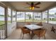 Cozy screened porch featuring wicker chairs, a table, and serene backyard views at 7119 Topp Creek Ct, Indianapolis, IN 46214